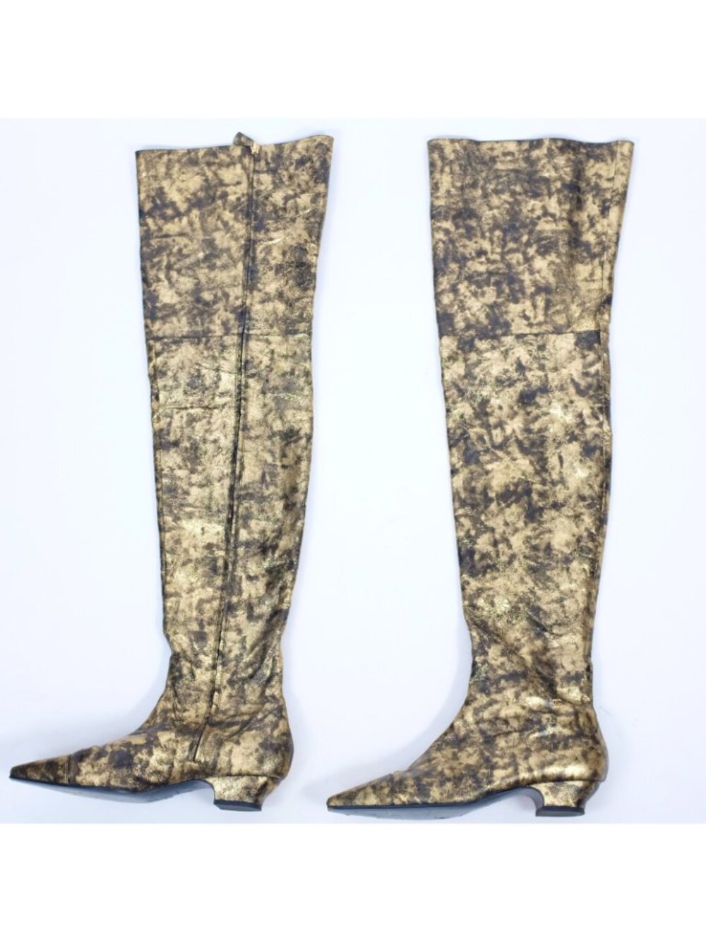 CHANEL Fall 2018 thigh high boots shoes gold 42 US 12 - Picture 9 of 13